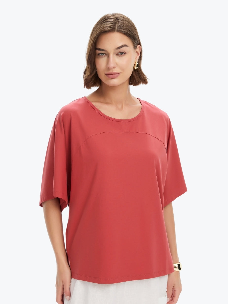 Tirelli Wide Sleeve Yoke Tee | Dusty Red
