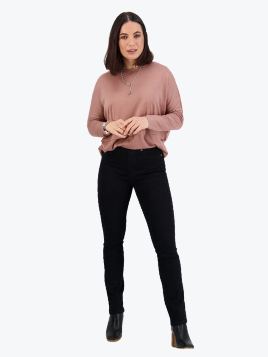 Vassalli Slim Leg Denim Pull On Jean in Black Denim