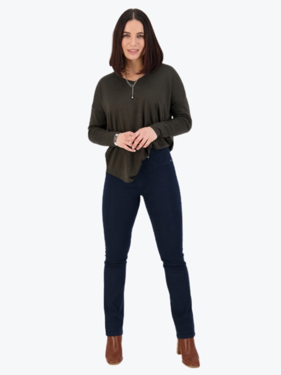 Vassalli Slim Leg Denim Pull On Jean in Indigo Denim