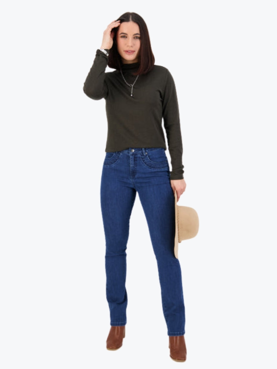 Vassalli Slim Leg Full Length Jean in Blue Denim