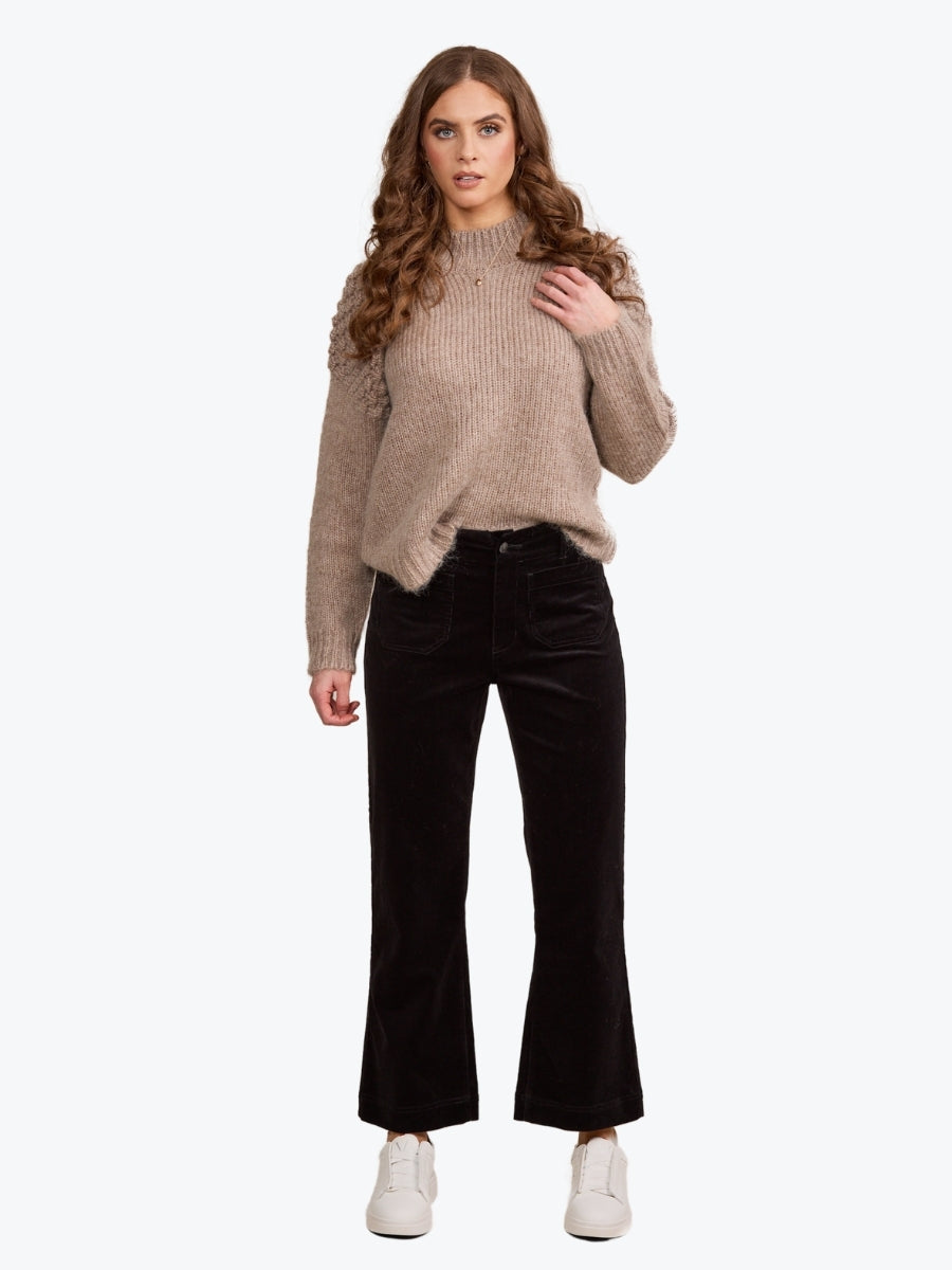 Vassalli Wide Leg Ankle Grazer Cord in Black