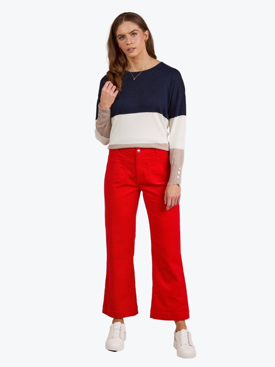 Vassalli Wide Leg Ankle Grazer Cord in Fiesta