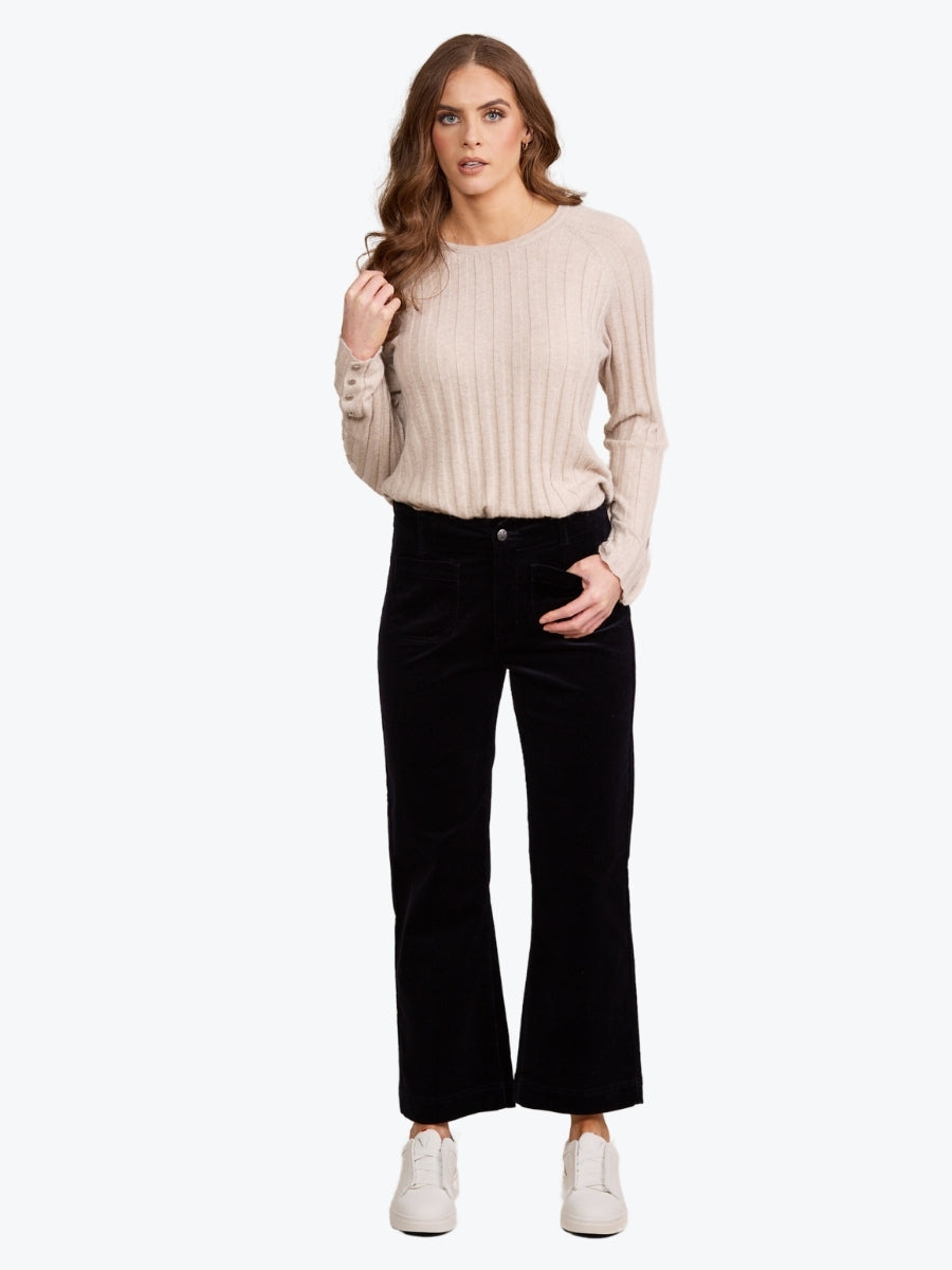 Vassalli Wide Leg Ankle Grazer Cord in Midnight