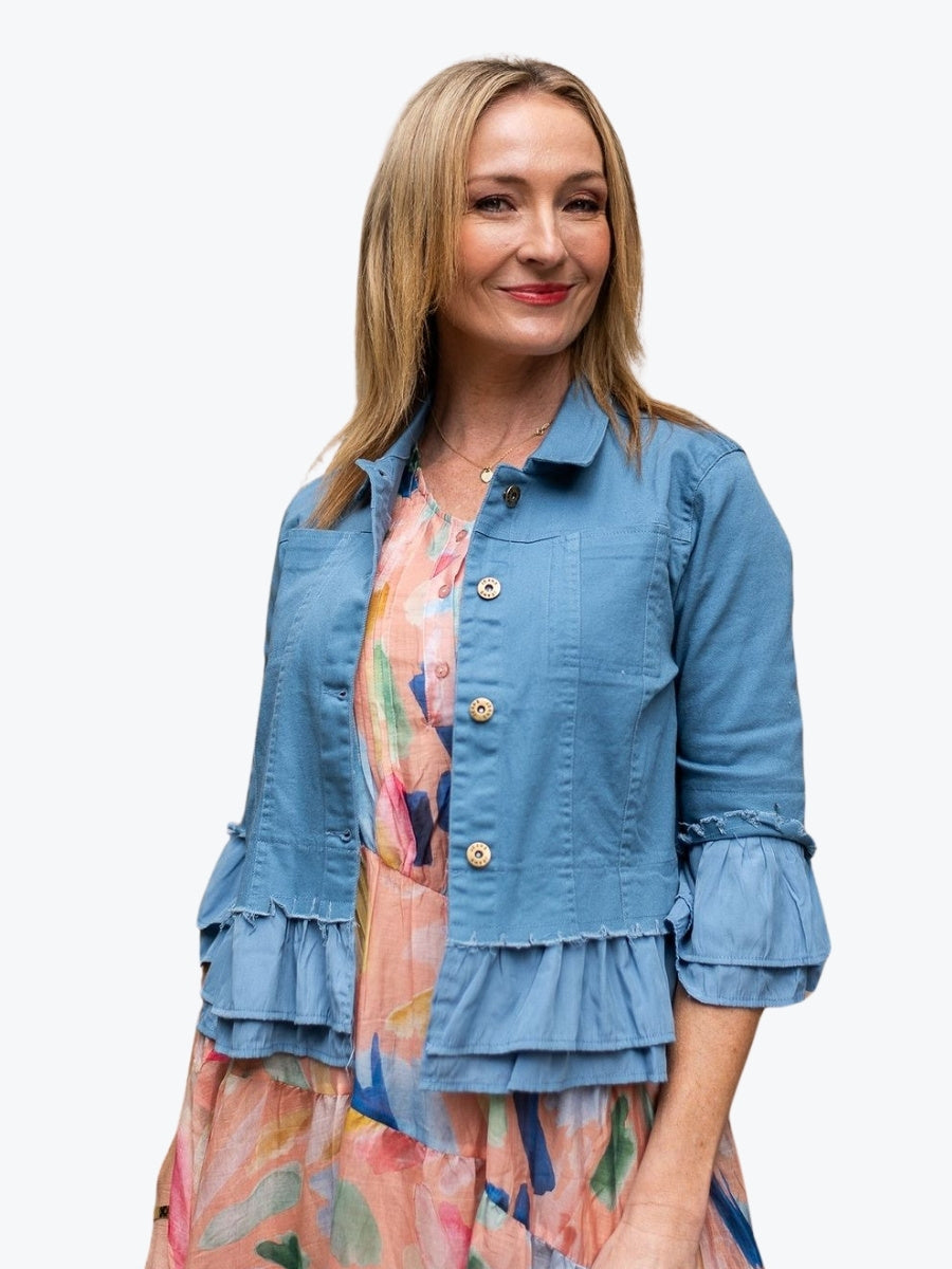 Jolie Saule Frill Denim Jacket