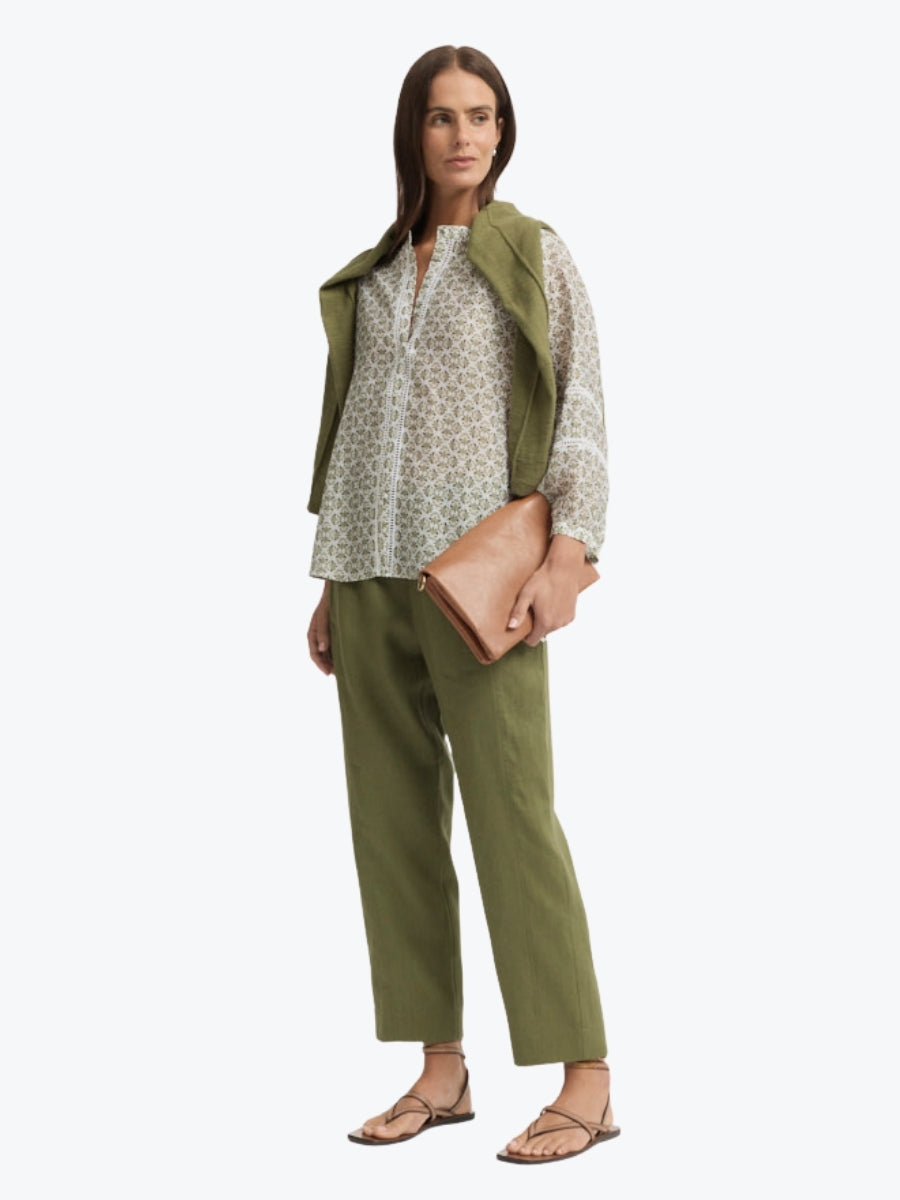 Yarra Trail Vine Blouse | Ecru/Lawn