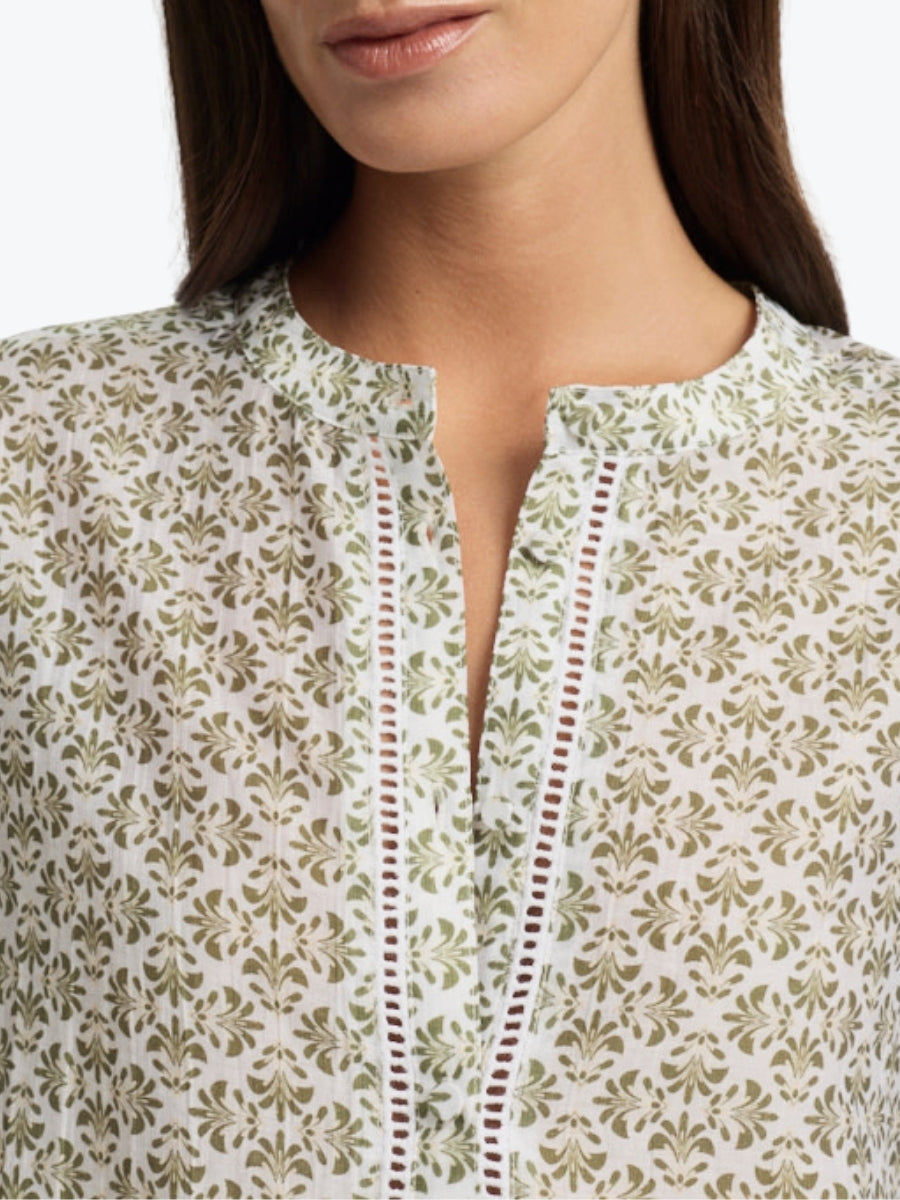 Yarra Trail Vine Blouse | Ecru/Lawn